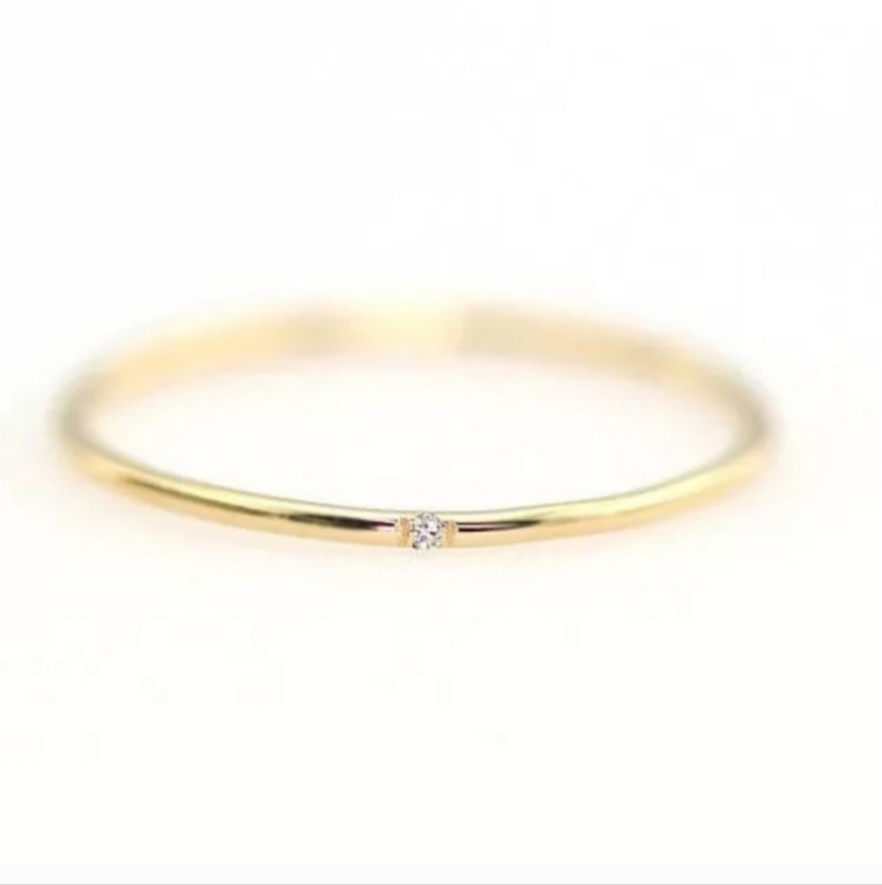 Copper One Stone Ring Band Gold Color